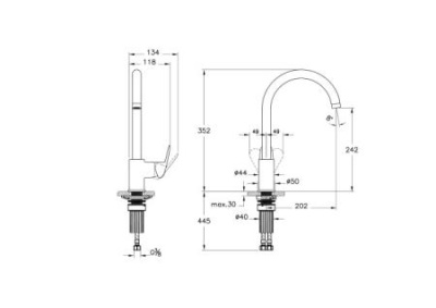 Flow Round Смеситель для кухни с изливом C-типа, хром
